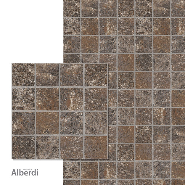 Cerámica Antideslizante Para Exterior Alberdi 46x46 Pórfido Marrón