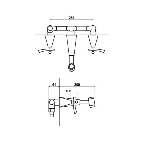 Grifería De Pared Bimando Para Lavatorio Andez Jazz 550.20