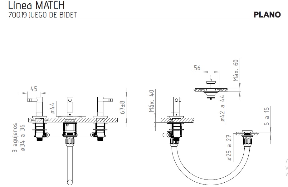 Grifería Para Bidet Bimando Andez Match 700.19