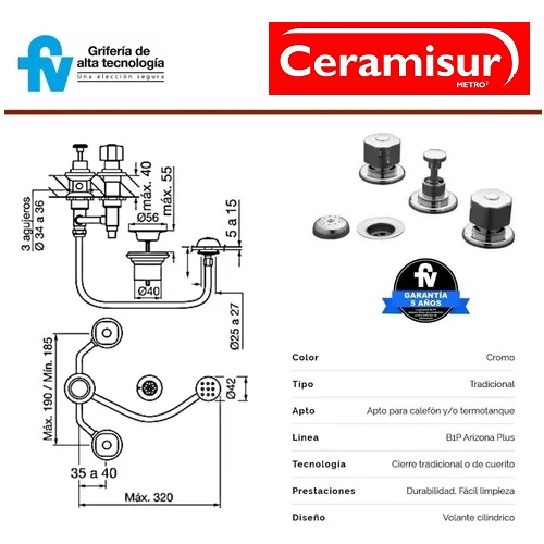 Griferia Bimando Para Bidet Fv Arizona 295/B1