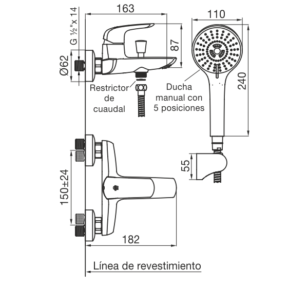 Griferia Monocomando Para Ducha Fv Epuyen 310/L2