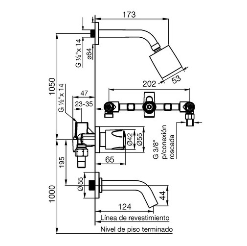 Griferia Bimando Para Ducha Con Transferencia Fv Pampa 103/B6