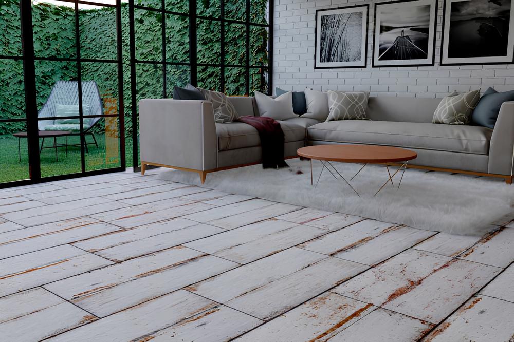 Cerámica Símil Madera Cortines 35x60 Vintage Blanco