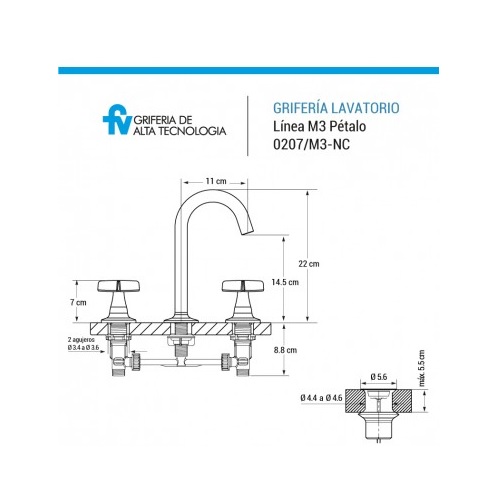 Griferia Bimando Para Lavatorio Fv Petalo 207/M3