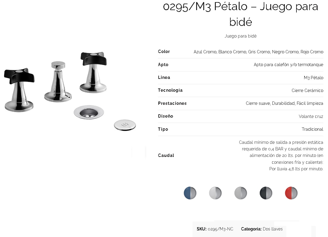 Griferia Bimando Para Bidet Fv Petalo 295/M3
