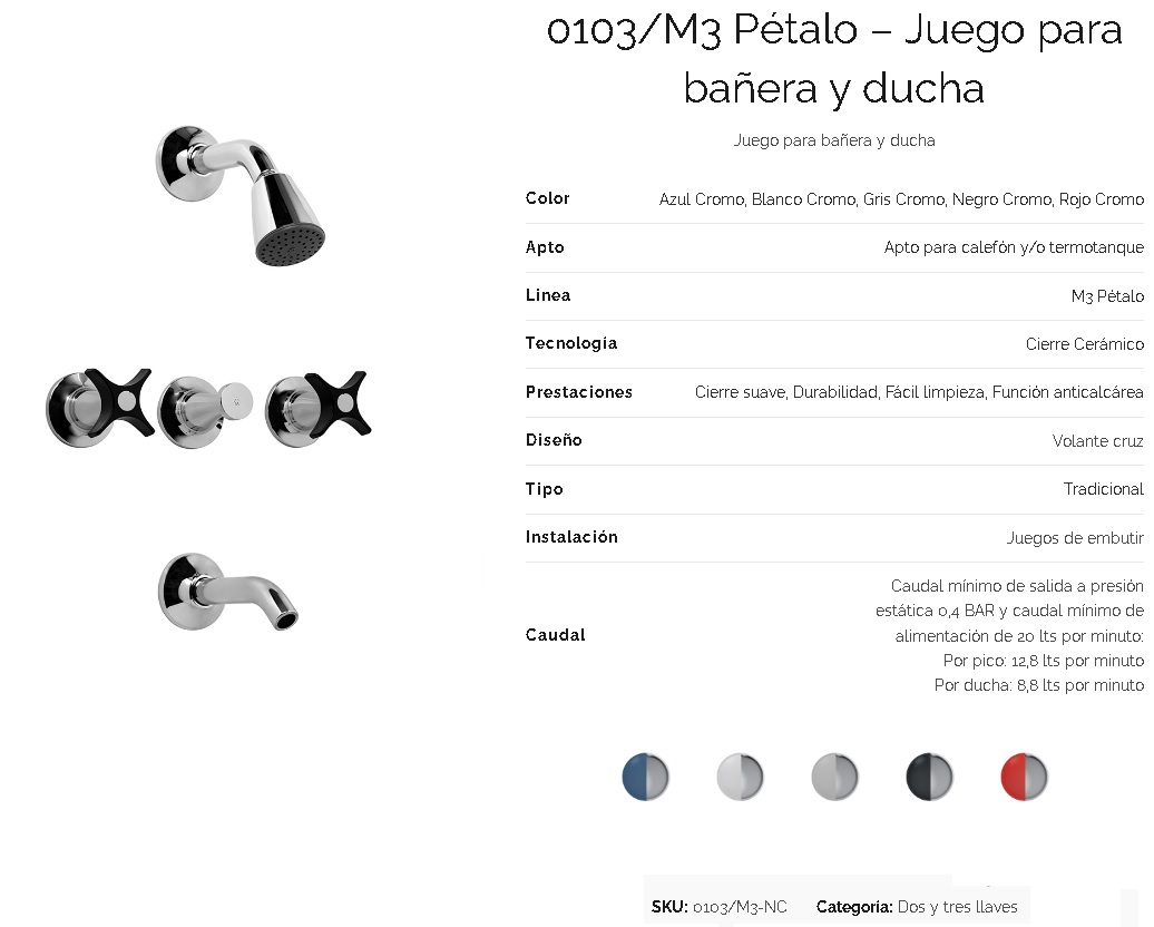 Griferia Bimando Para Ducha Con Transferencia Fv Petalo 103/M3