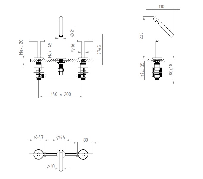 Grifería Bimando Para Lavatorio Andez Giraffe 500.22