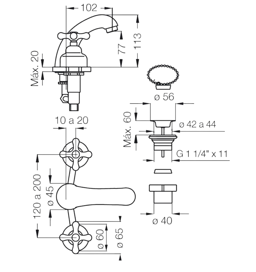 Griferia Bimando Para Lavatorio Fv Malena 207/16 Cromo & Blanco