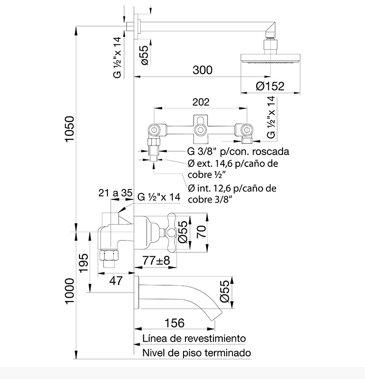 Griferia Bimando Para Ducha Con Transferencia Fv Malena 103/16 Cromo y Blanco