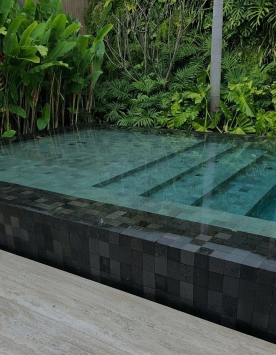 Porcelanato Cerro Negro 64x64 Piedra Bali Piscina