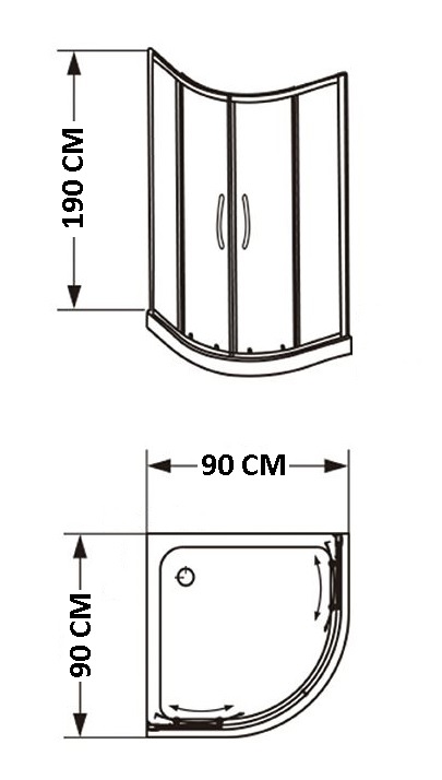 Cabina Box de Ducha Semicircular Con Dos Puertas Murcia Cromo