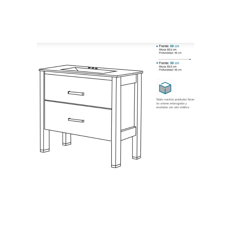 Vanitory De Pie Con Bacha Monocomando Campi Folk 60 Cm Roble