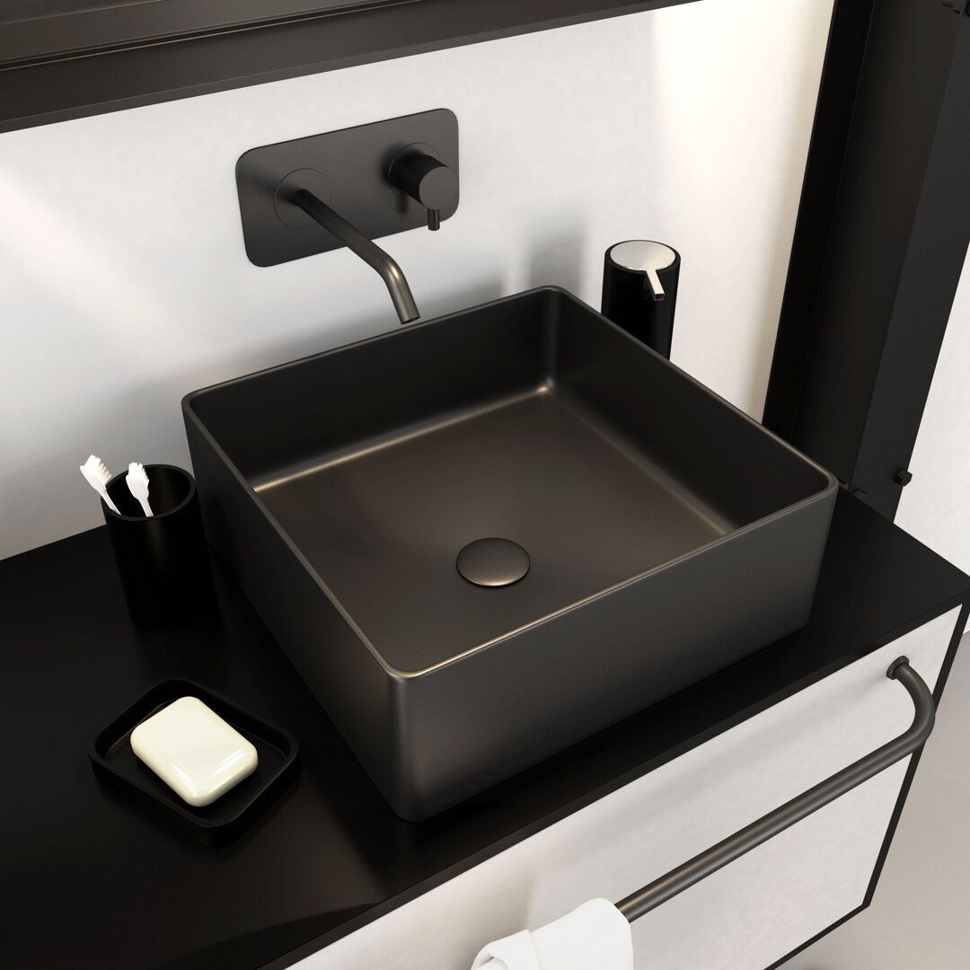 Bacha de Apoyo Para Baño Roca Kira Square Negra