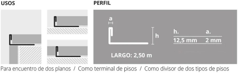 perfil Varilla En L Atrim Acero inoxidable 12,5mm – 1452