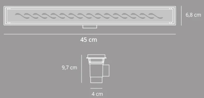 Desagüe Lineal de ABS Para Ducha Atrim Clásico Liso Mate 45 Cm DPP450T02