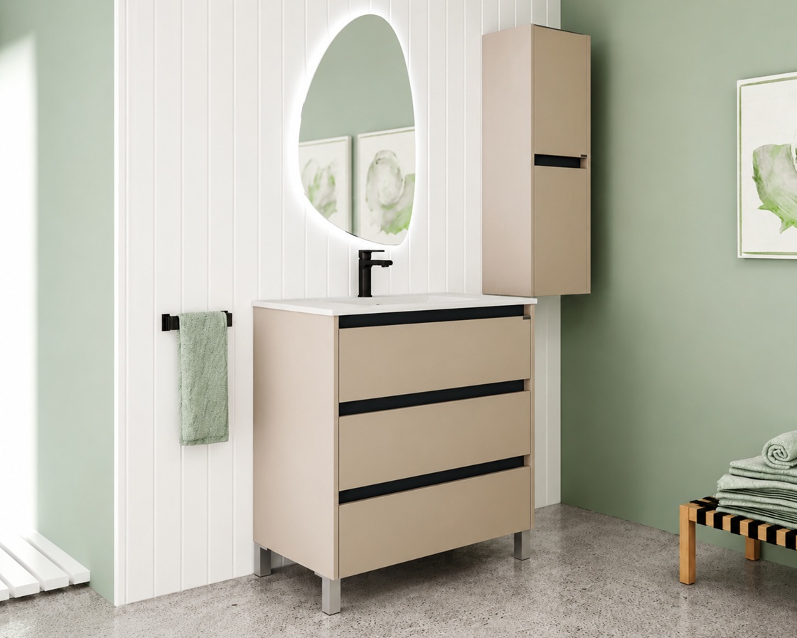 Vanitory De Pie Monocomando Schneider Lina 80 Cm Cenere