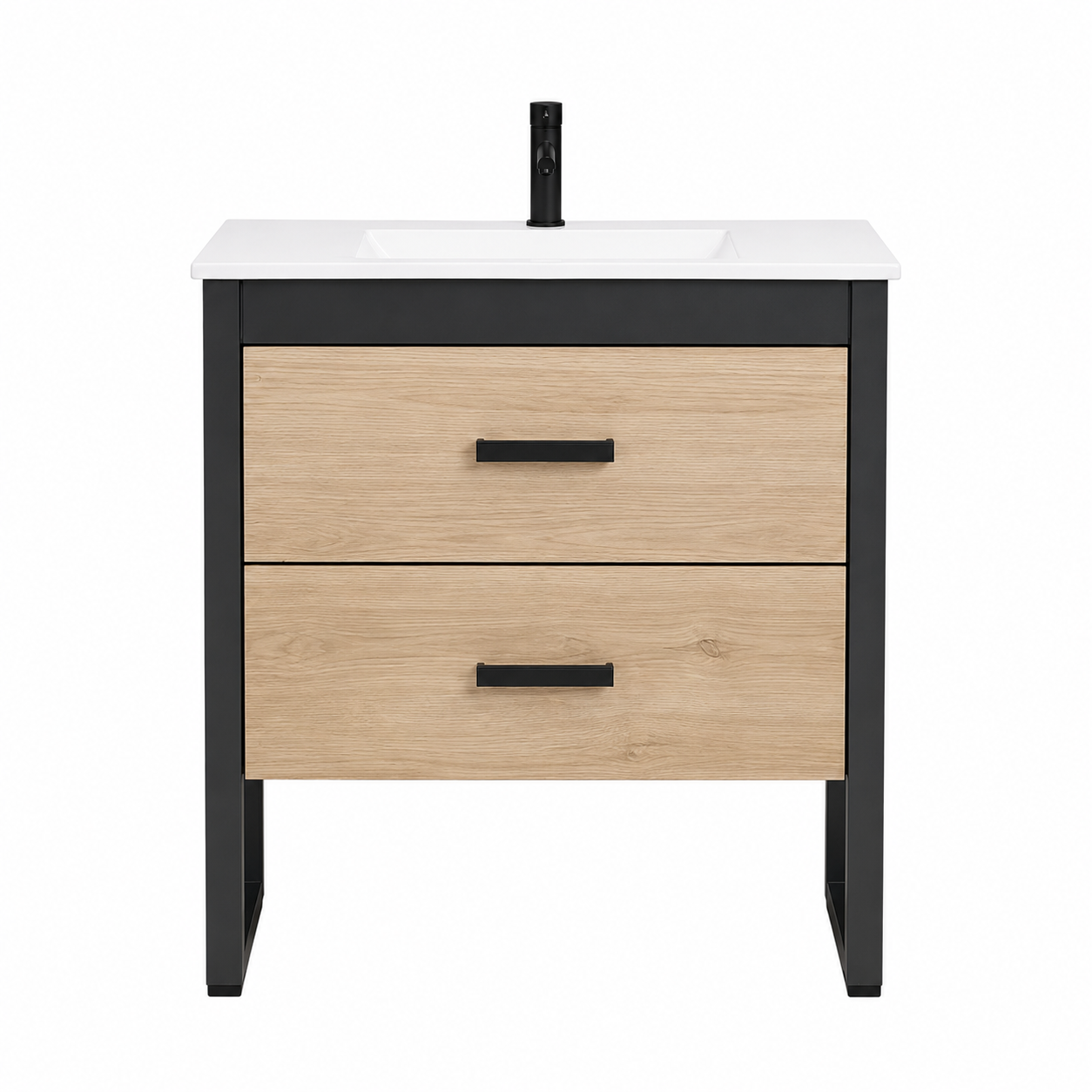 Vanitory De Pie Campi Black Mesada 3 Agujeros 70 Cm