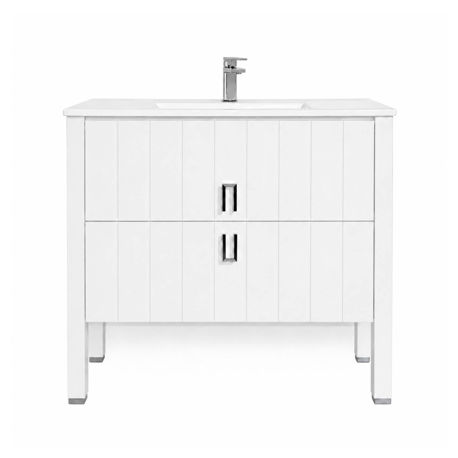 Vanitory De Pie Con Bacha Monocomando Campi Deck 100 Cm Blanco