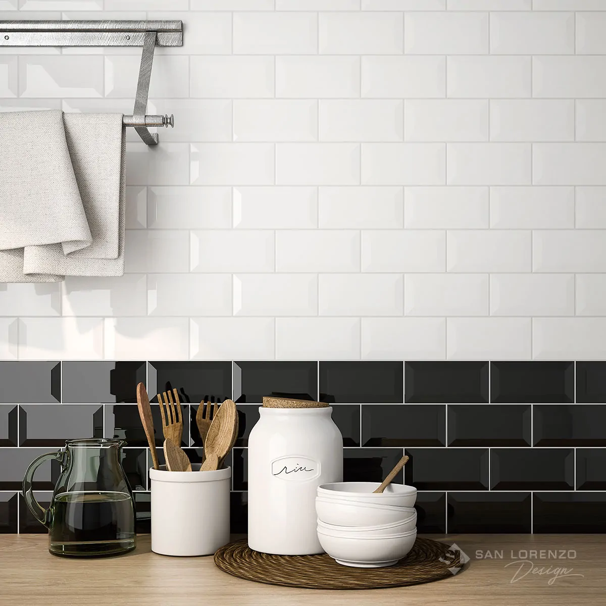 Ceramica San Lorenzo 7.7x15.4 Bisote Blanco subway
