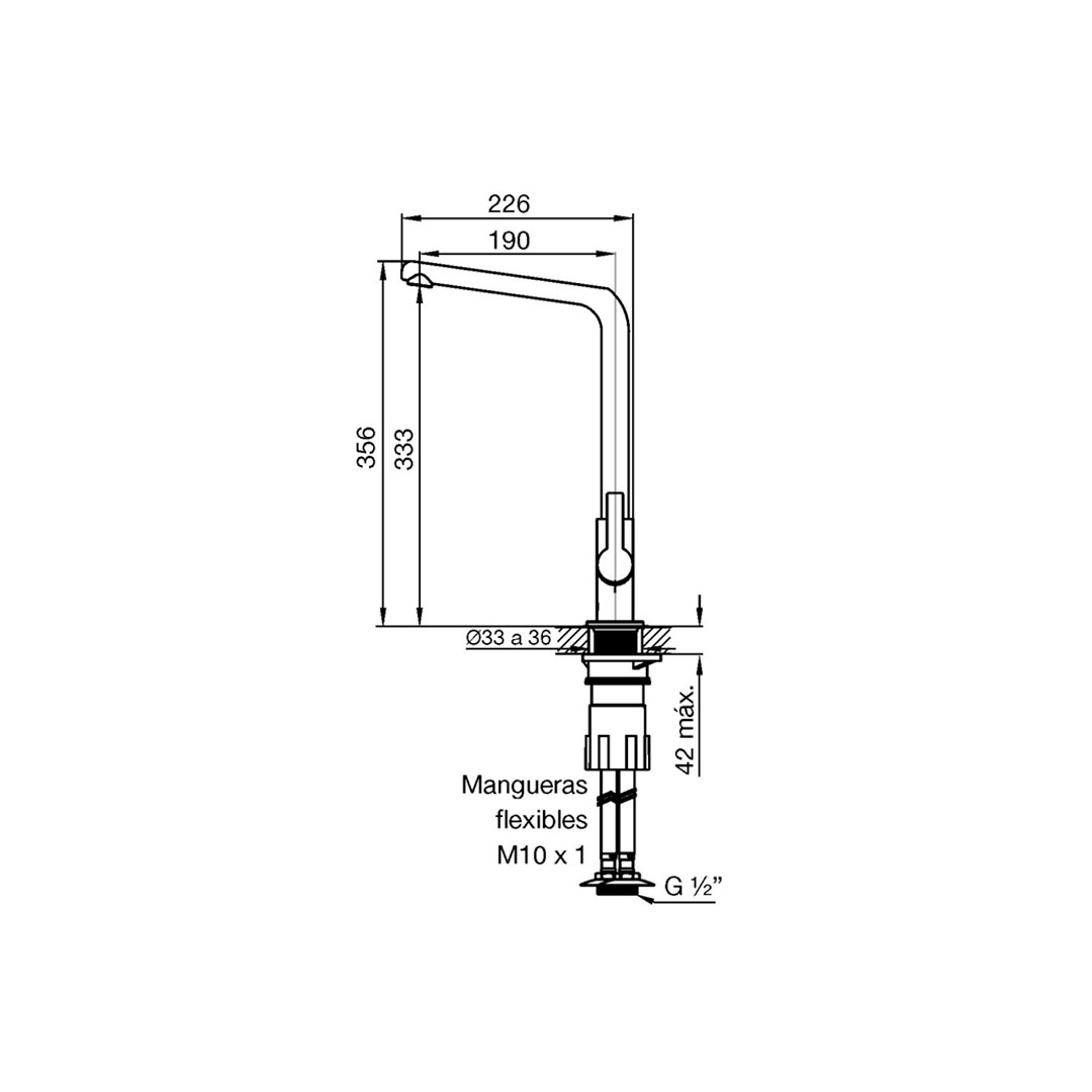 Griferia Monocomando Para Cocina Fv ciprés 411.04/N2