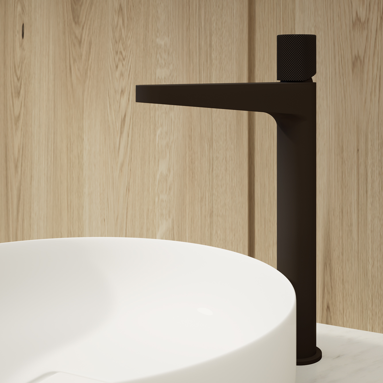 Grifería Monocomando Alta Para Lavatorio Peirano Fabric Negra 61-200N