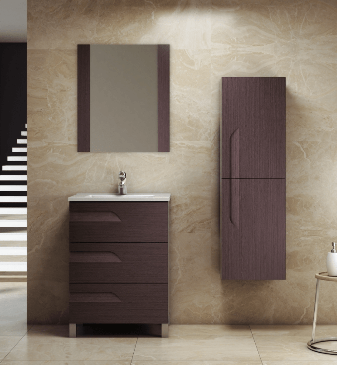 Vanitory De Pie con mesada monocomando Schneider Rivo 80 wengue