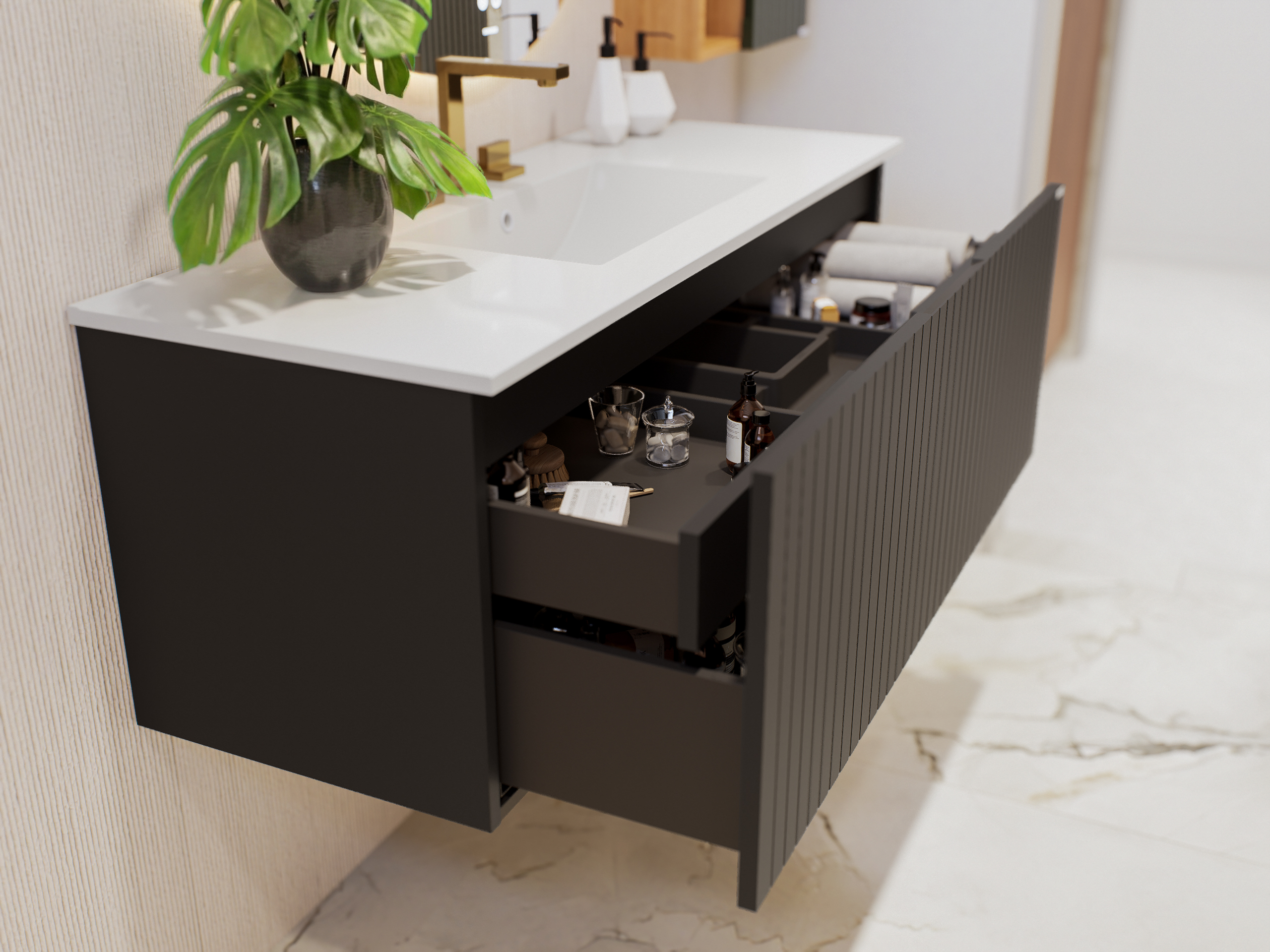 Vanitory De Colgar Monocomando Schneider Glam ébano 80 cm