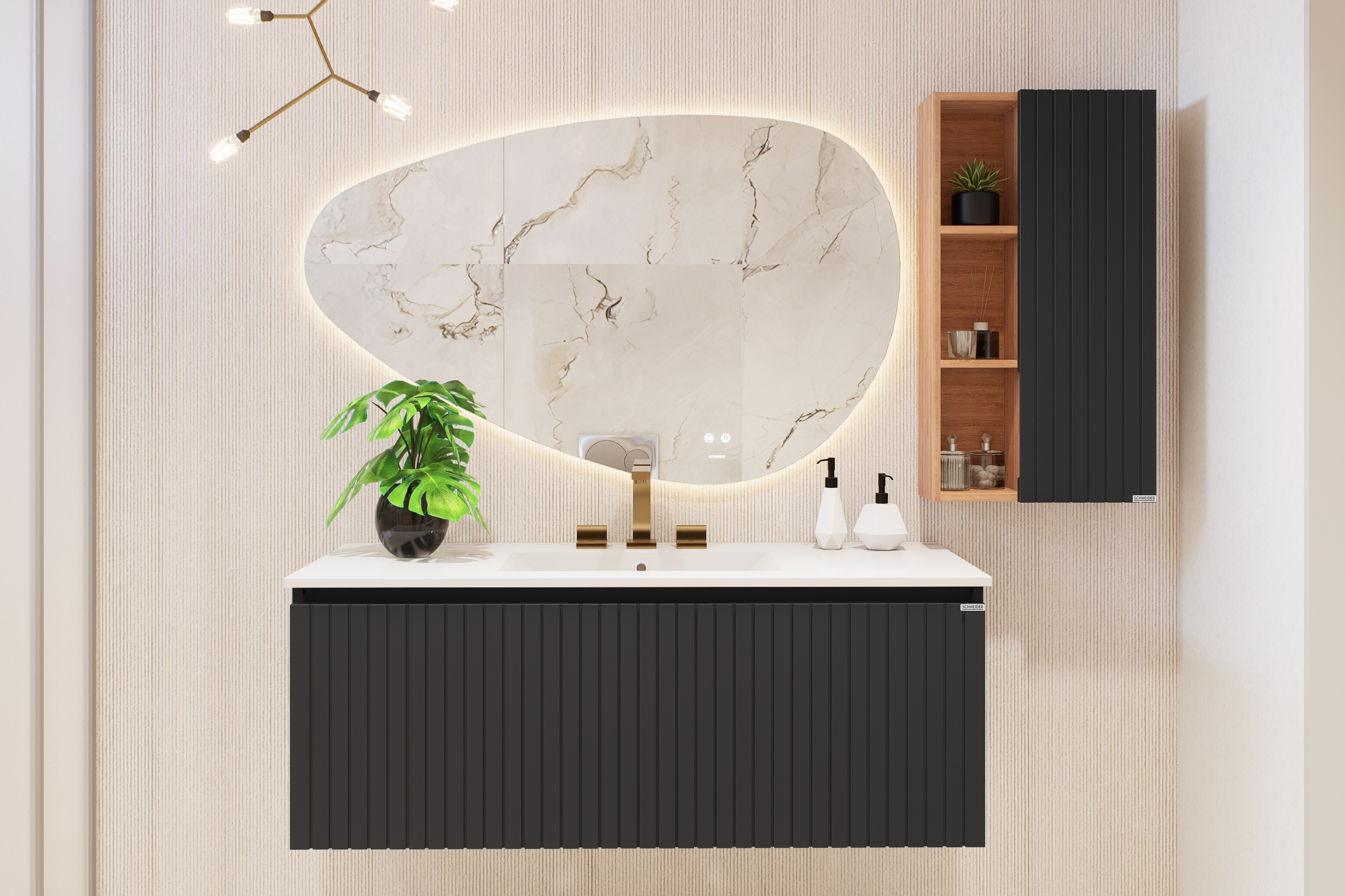 Vanitory De Colgar Monocomando Schneider Glam ébano 80 cm